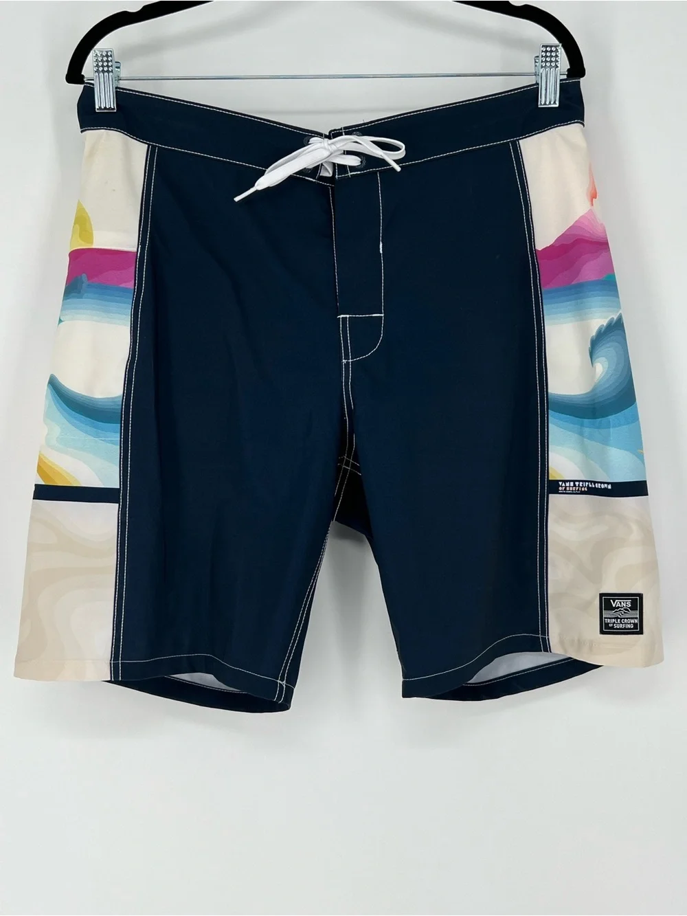 Vans Navy Boardshorts with Multicolor Wave‎ Panels